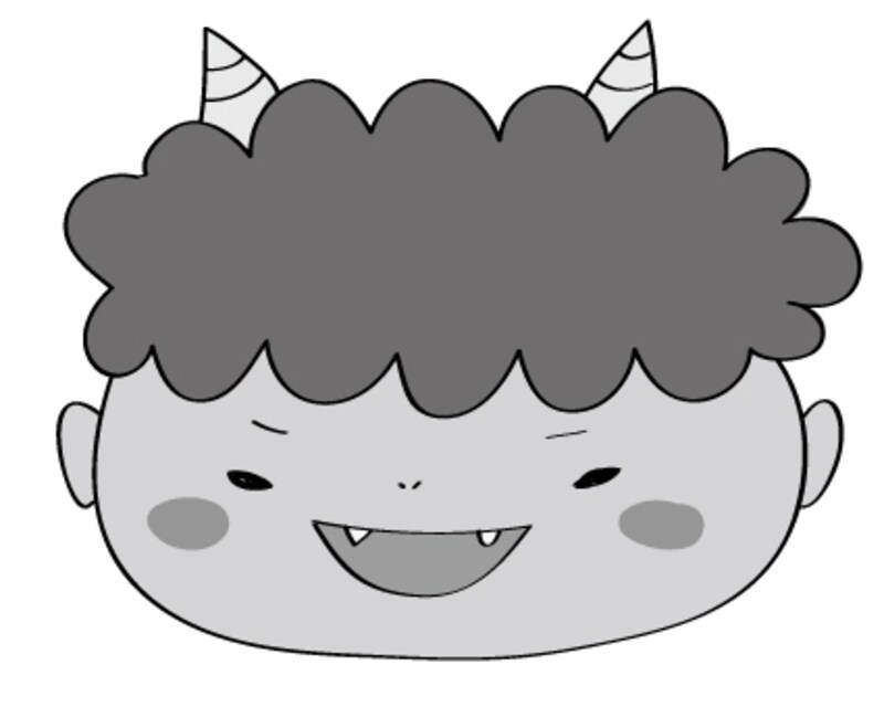 モノクロ/鬼の顔です。