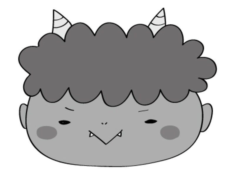 モノクロ/鬼の顔です。