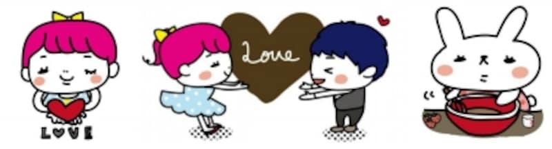 すぐ使える!バレンタイン可愛いイラスト、カード素材 お菓子をつくる動物やかわいい女の子などのイラストや、カードのテンプレート集