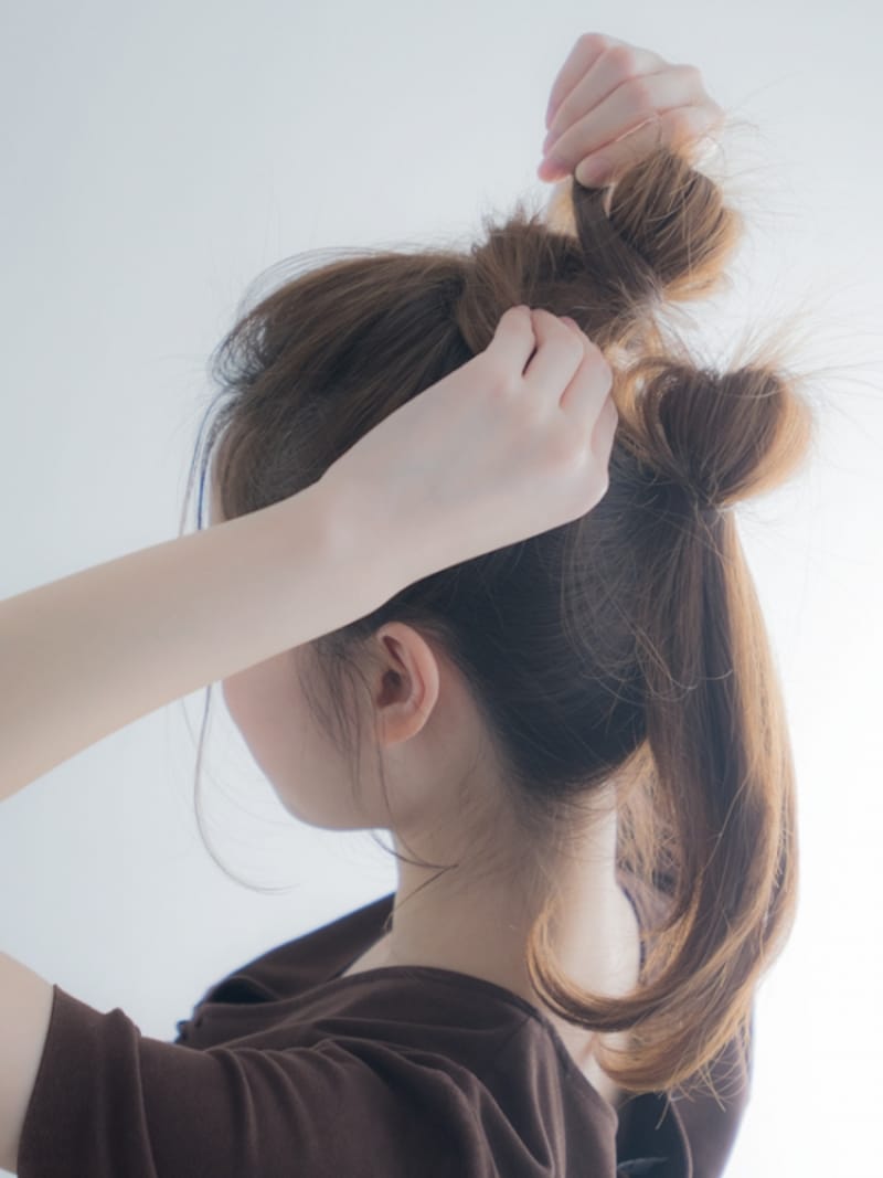 ゴムの結び目に巻きつける