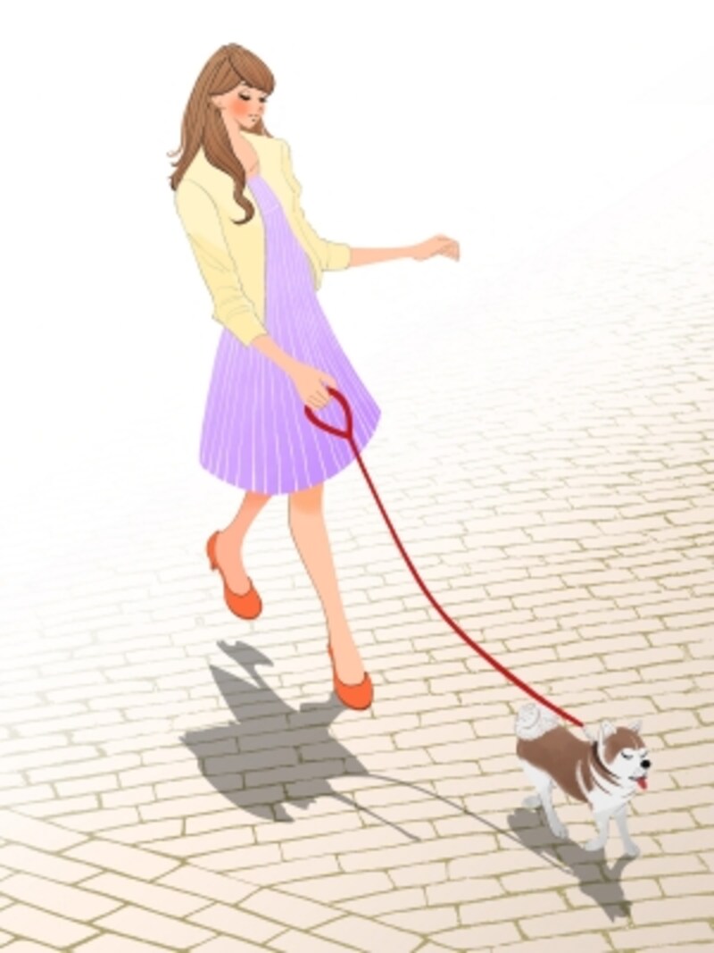 パープルのワンピースを着た女性,トレンドカラー,カラーコーディネート