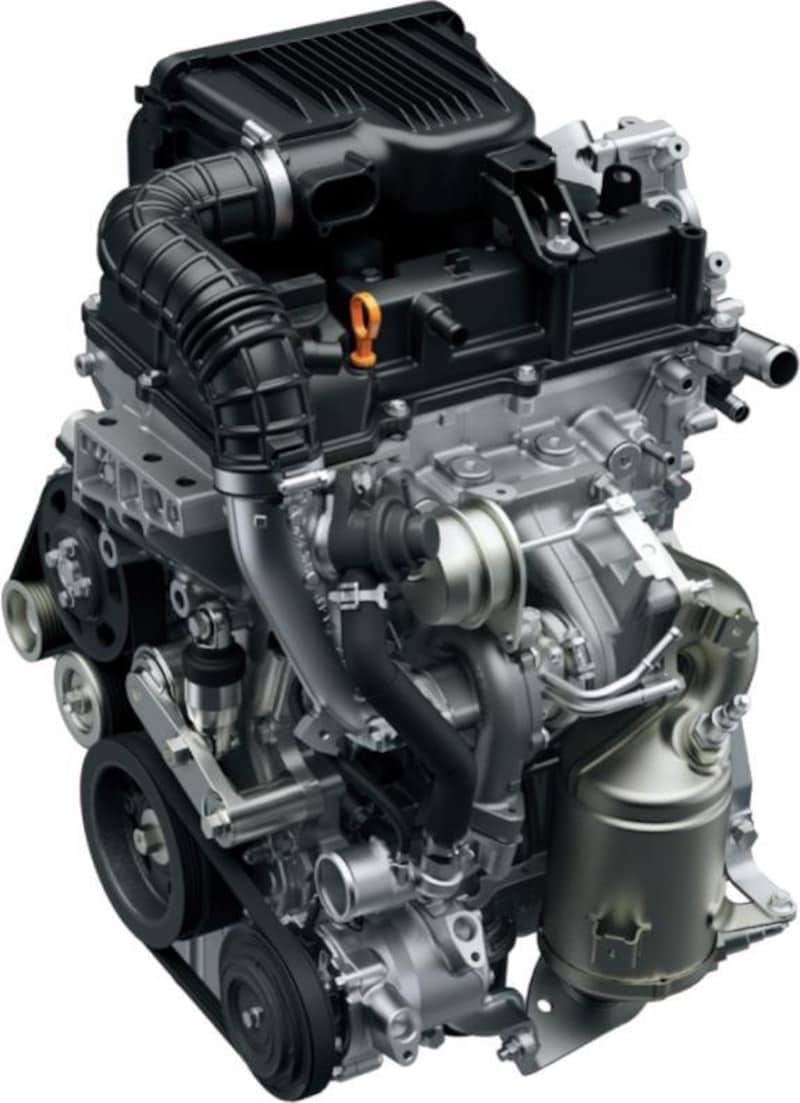 クロスビーに搭載された1000cc直噴ターボエンジン。マイルドハイブリッドでターボの弱点である燃費をカバー