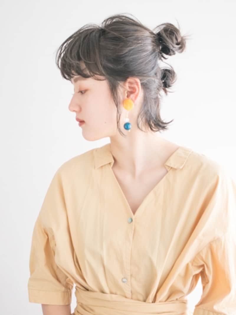 自分で簡単！ボブでもできる低めのお団子ヘアの作り方