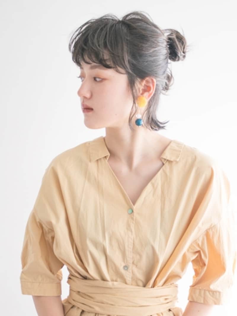 ボブでも簡単な低めのツインお団子