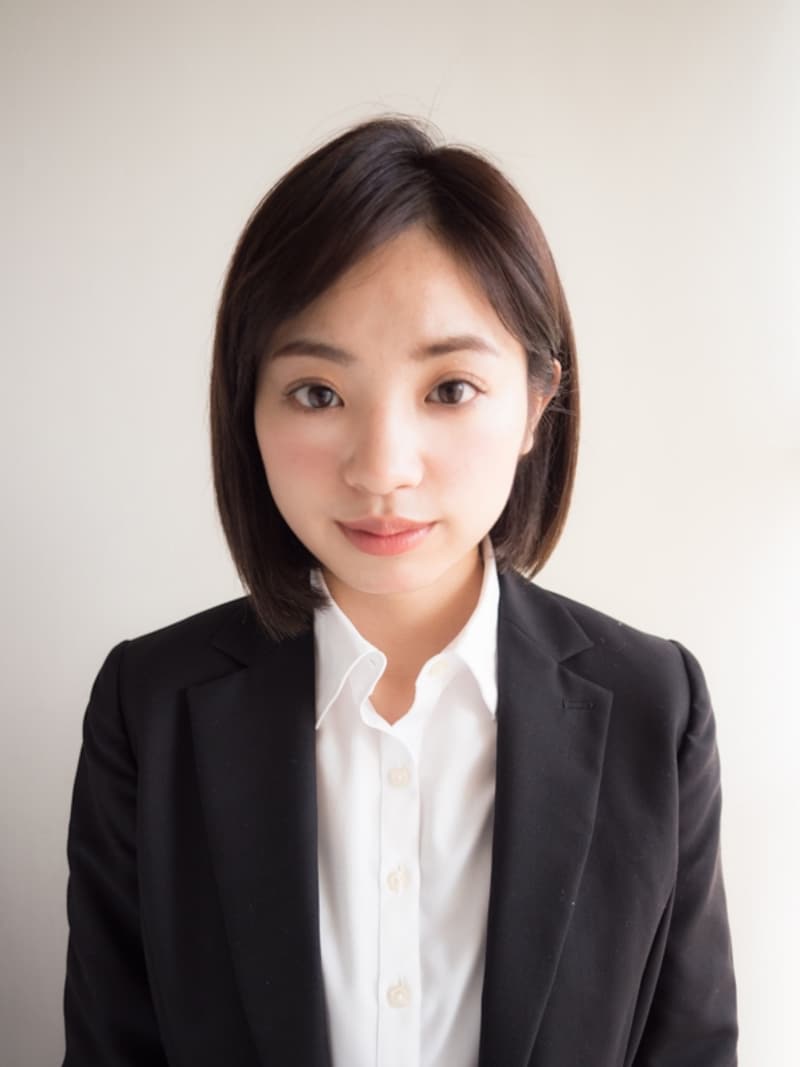 おでこを出し片耳をかけたボブスタイル