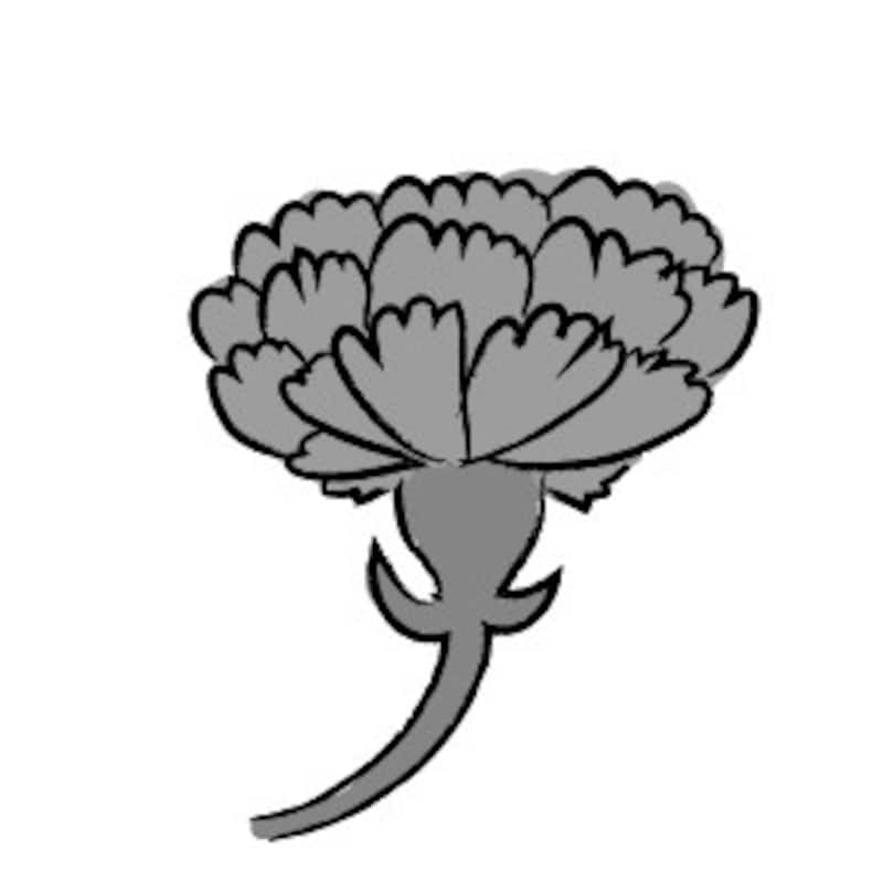 カーネーションのイラスト【白黒】