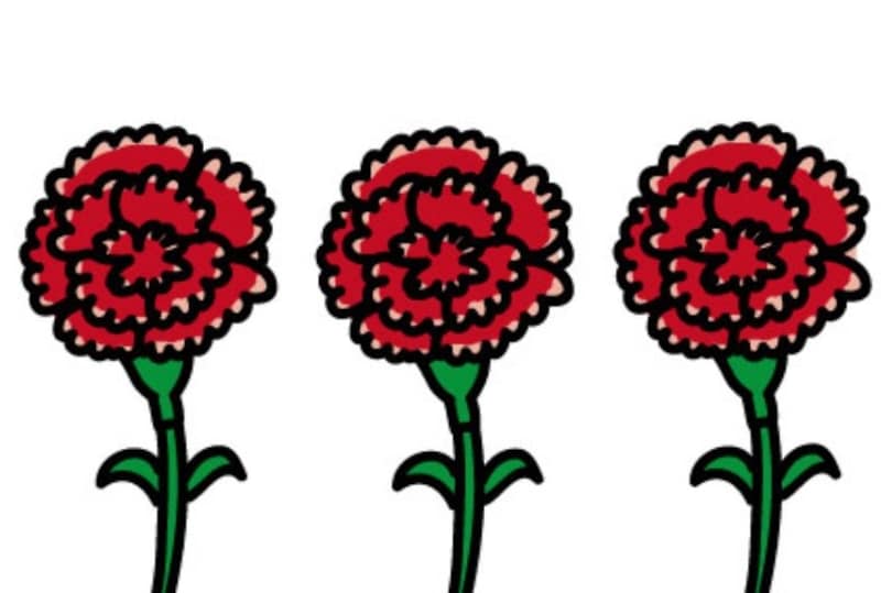 3本のカーネーションのイラスト