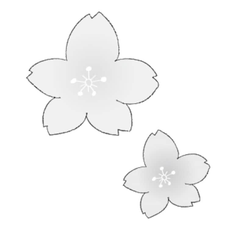 桜の花　イラスト　白黒　かわいい