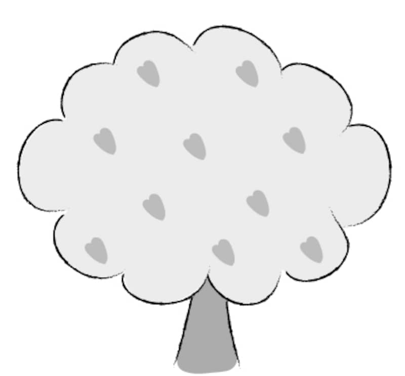 桜の木　イラスト　白黒　かわいい