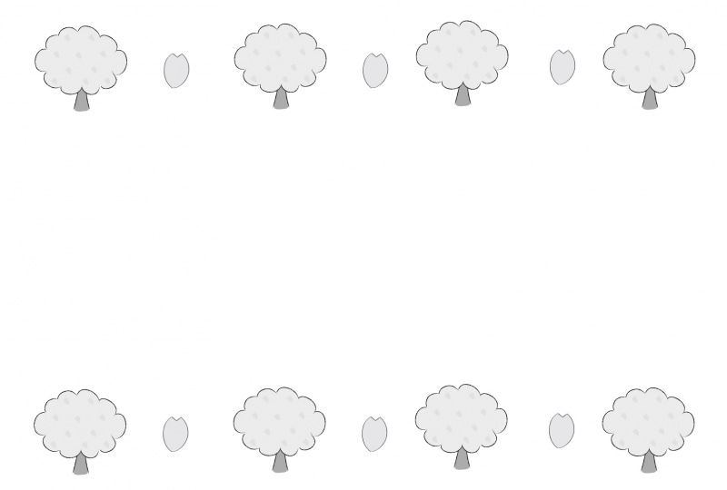 フレーム　桜　イラスト　白黒　かわいい