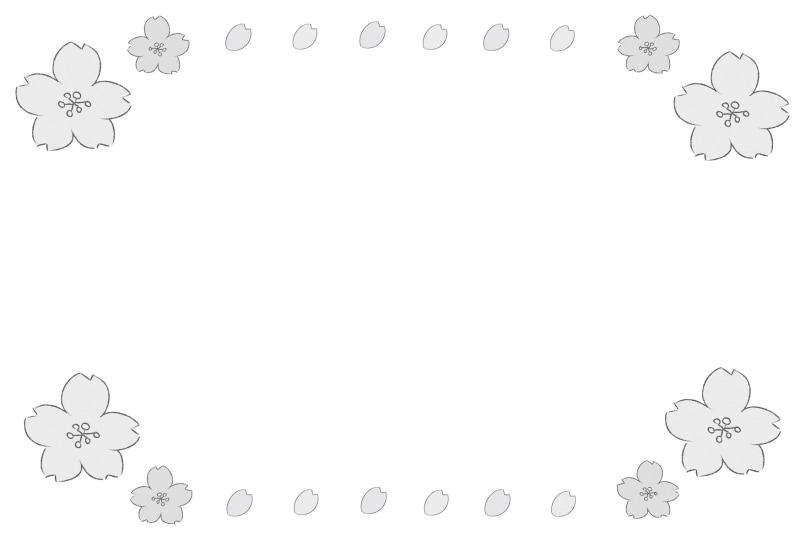 フレーム　桜　イラスト　白黒　かわいい