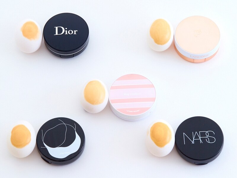 たまごに附属のパフでクッションファンデを塗った