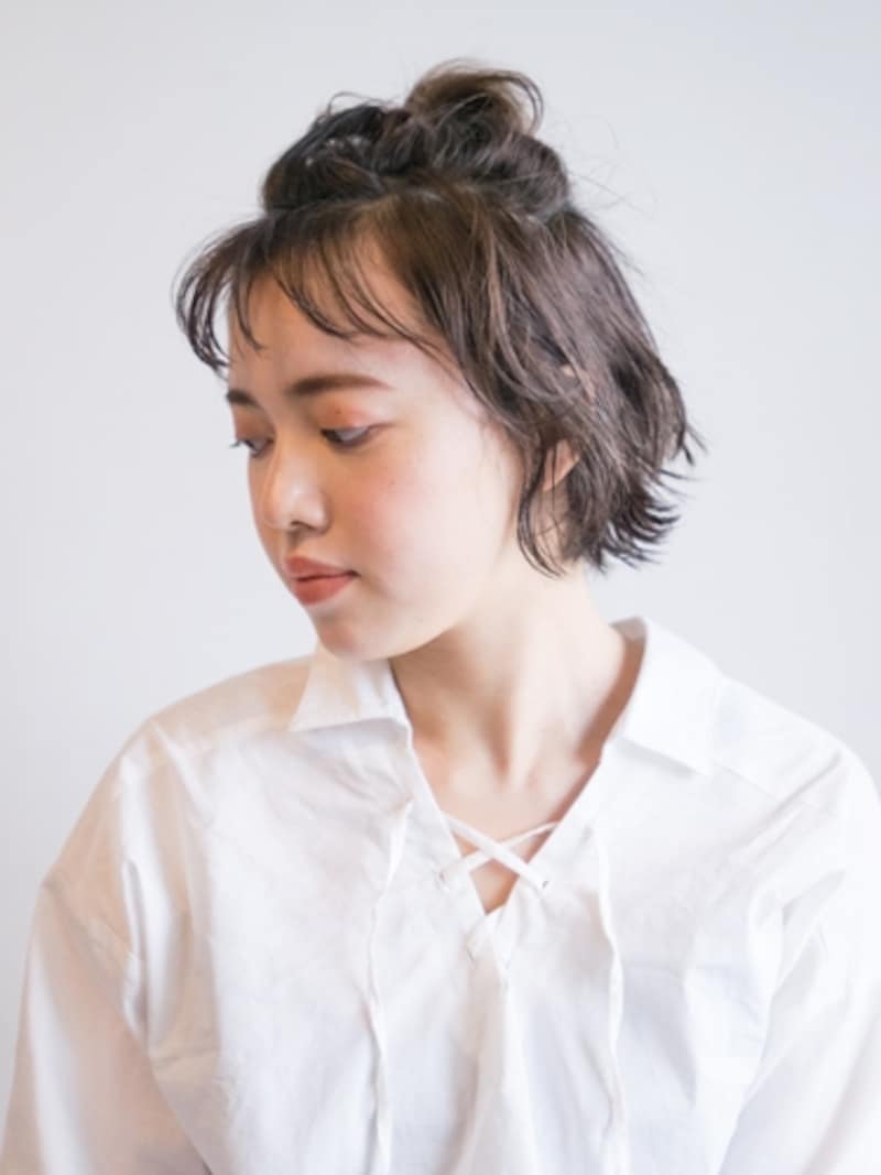 3分で完成!小さめのお団子で簡単こなれボブアレンジ