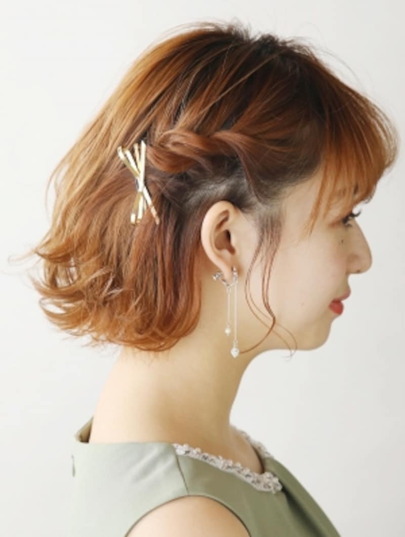 ショートヘアのアシメアレンジ 大人かわいいヘアスタイル 結婚式 パーティーヘアアレンジ All About