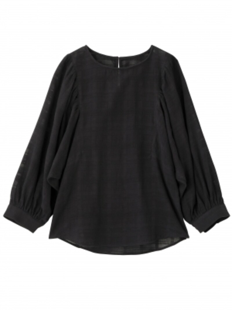 GU,シアーチェックブラウス