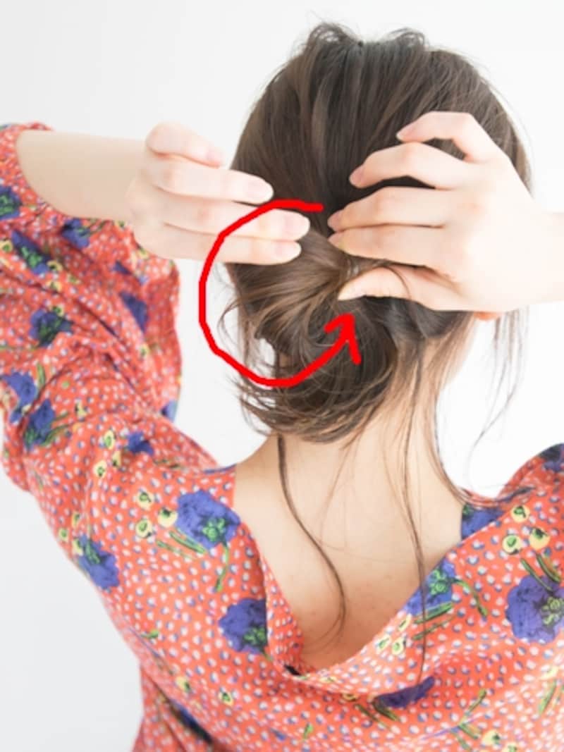 3周目で輪っか状のお団子を作る