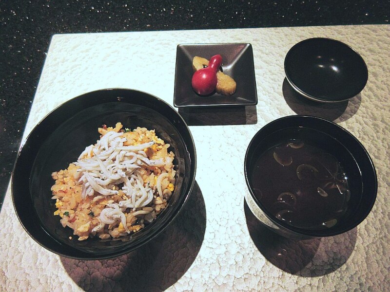 浜木綿 白飯 またはシラスのガーリックライス、椀物、香の物