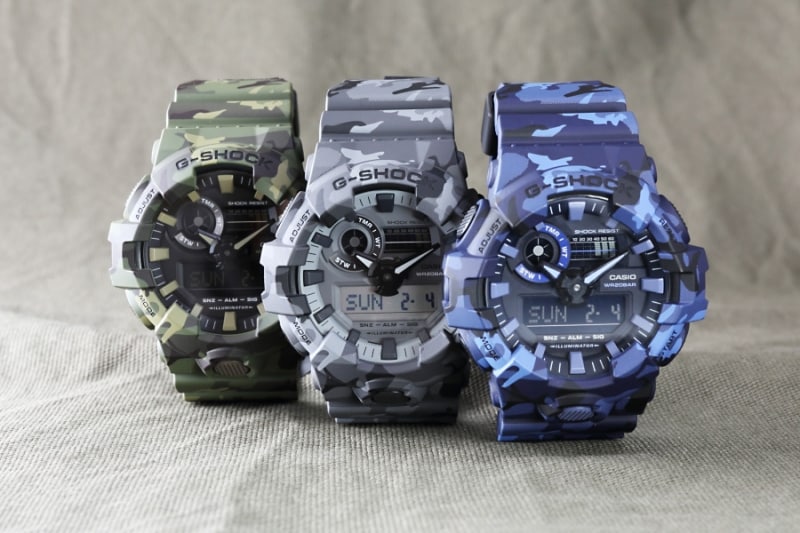 左から、「GA-700CM-3AJF」「GA-700CM-8AJF」「GA-700CM-2AJF」各¥18,500(税抜)