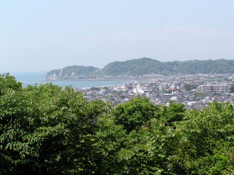 安国論寺の山道から見晴らす海