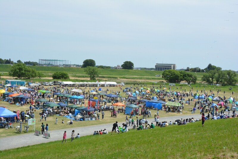 大凧あげ祭りの会場となる江戸川河川敷