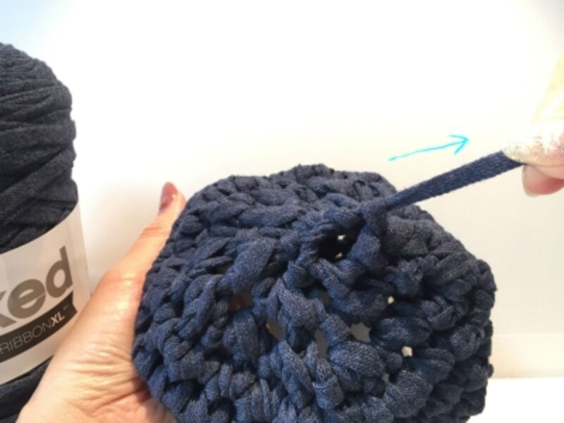 かぎ針編み、帽子、トップの絞り方