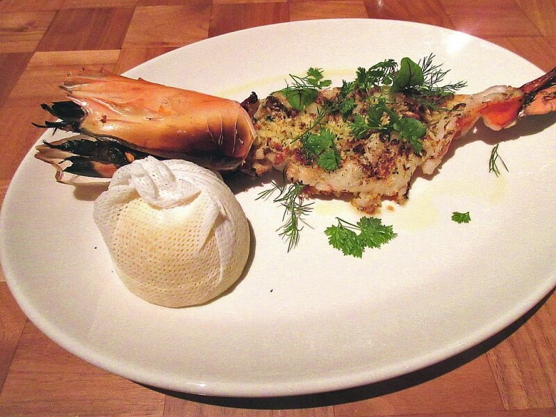 アンダーズ 東京 皇帝の海老 グラモラータクラスト マイクロハーブサラダ レモン