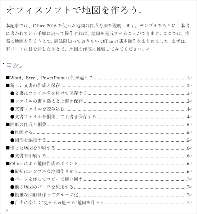 目次が作成されました