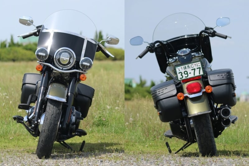 ハーレーダビッドソン FLHCS ヘリテイジソフテイル（2018年モデル）フロント&リアビュー