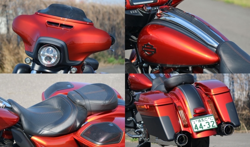 バッドウイングフェアリングをマスクとする大柄なツアラーモデルでありながら、無駄なパーツが削ぎ落とされ、そして滑らかなラインとなる流麗なシルエットのリアエンドを形成。これがバガースタイルの流儀だ