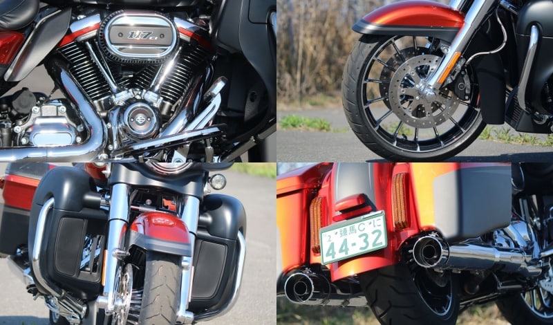 排気量1,923ccのVツインエンジン「ミルウォーキーエイト117ci」のとてつもないパワーを受け止める吸排気機能やフットワーク部分も最上級メニューに