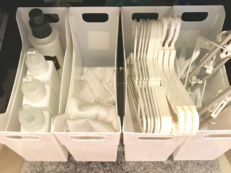 100均の収納ボックス活用実例：ファイルボックスを使った洗濯用品の収納