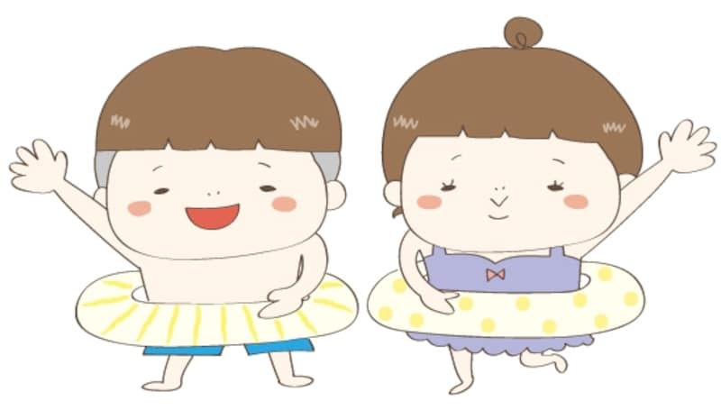 カラー/水着姿の子どもたちです。