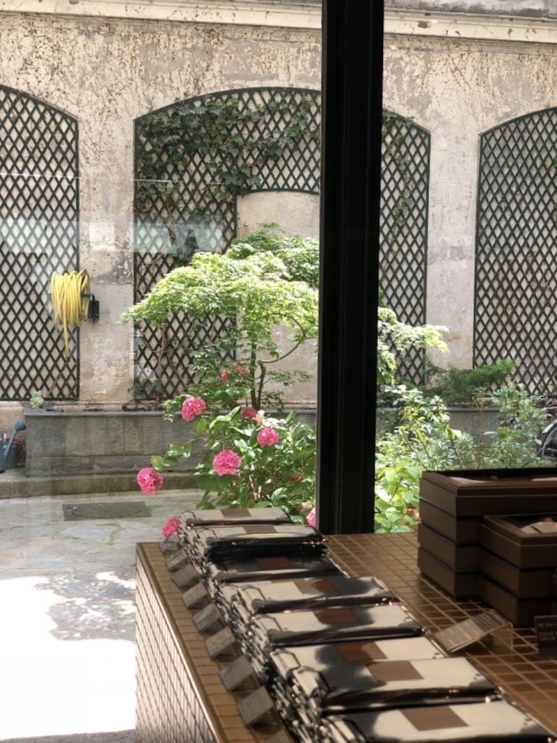 店内から中庭が見えます