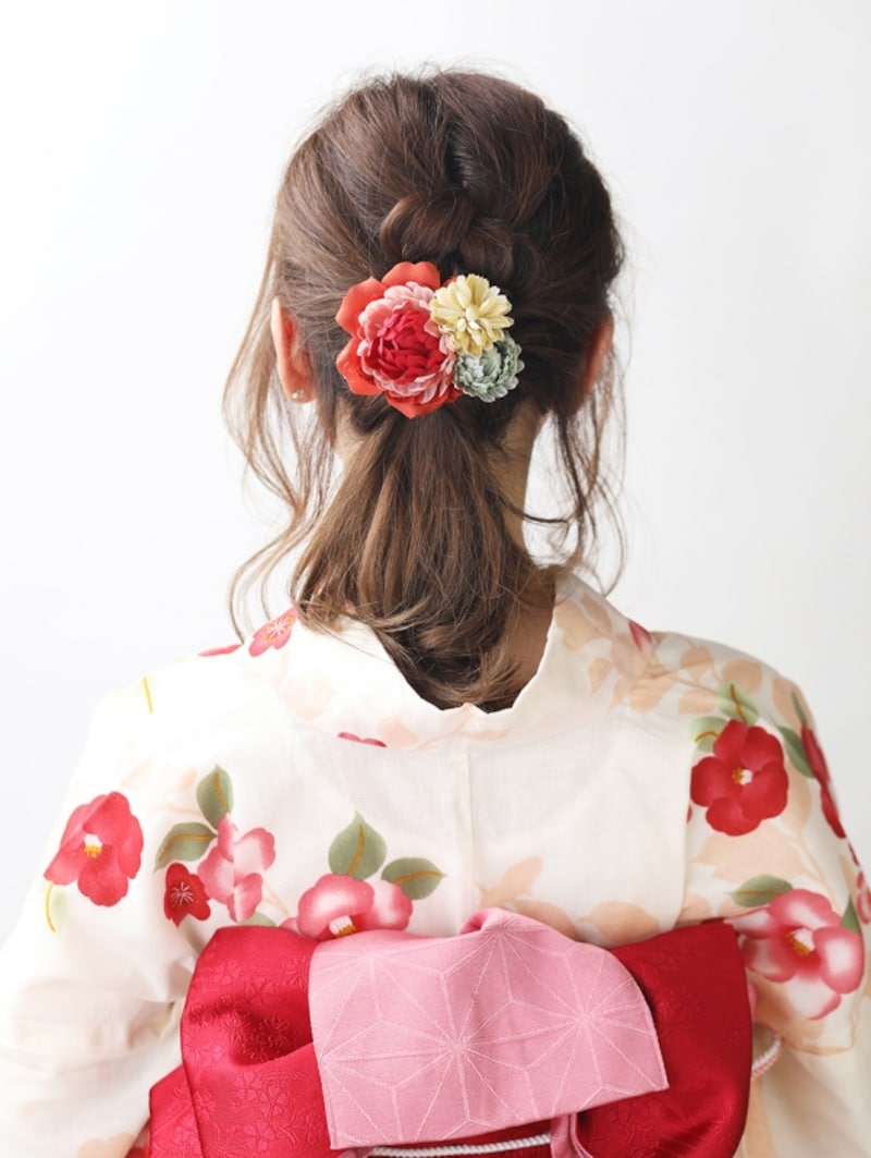 【ミディアム浴衣】三つ編みとくるりんぱで簡単まとめ髪