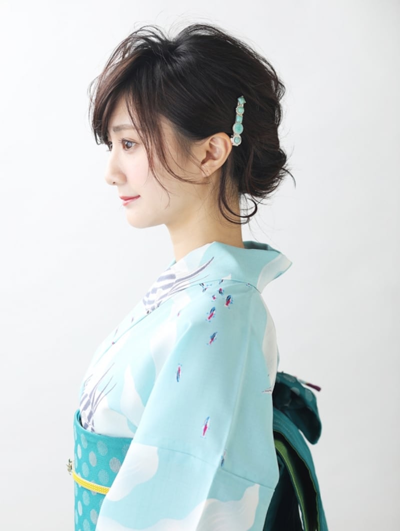 【ショート浴衣】巻き髪くるりんぱで作る浴衣ヘアアレンジ