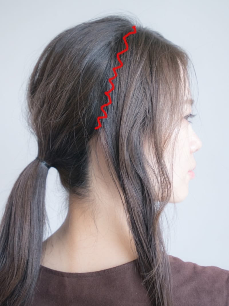 ジグザグに分けるとナチュラルに仕上がる