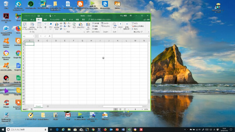 これは特定のウィンドウだけを録画しているところ。録画するウィンドウが緑の線で囲まれる