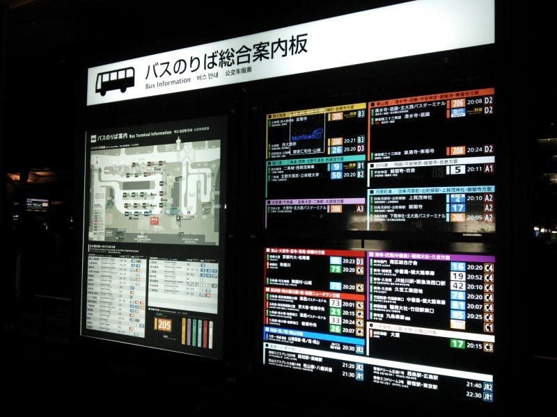 京都駅・中央口のバス案内板