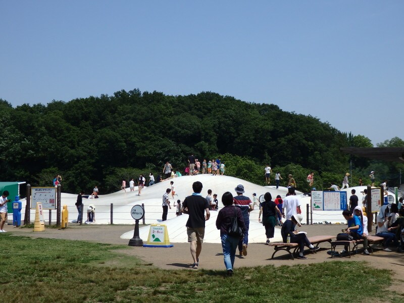 親子がジャンプの高さを競い合うぽんぽこマウンテン