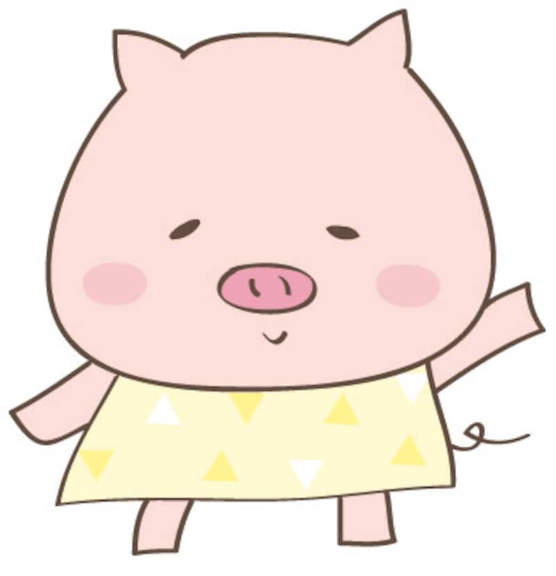 ぶた　動物　イラスト　カラー　かわいい