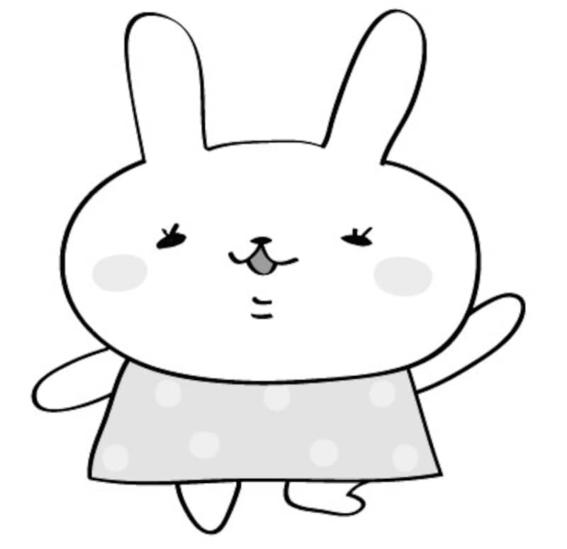 うさぎ　動物　イラスト　白黒　かわいい
