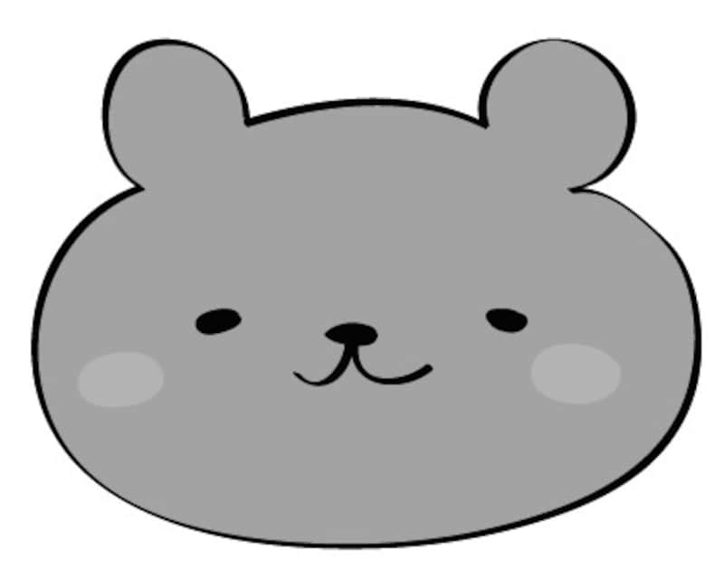 くま　動物　イラスト　白黒　かわいい