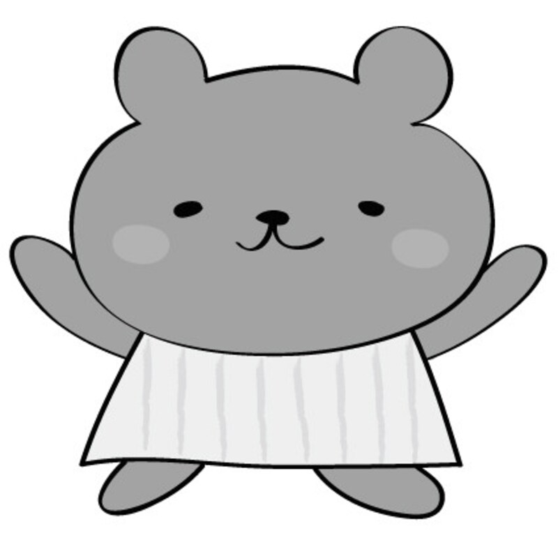 くま　動物　イラスト　白黒　かわいい