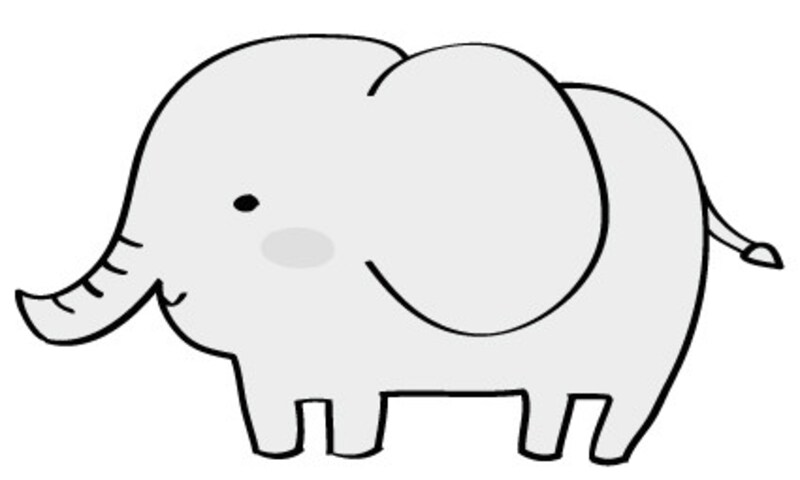 ぞう　動物　イラスト　白黒　かわいい