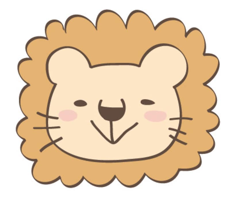 ライオン　動物　イラスト　カラー　かわいい