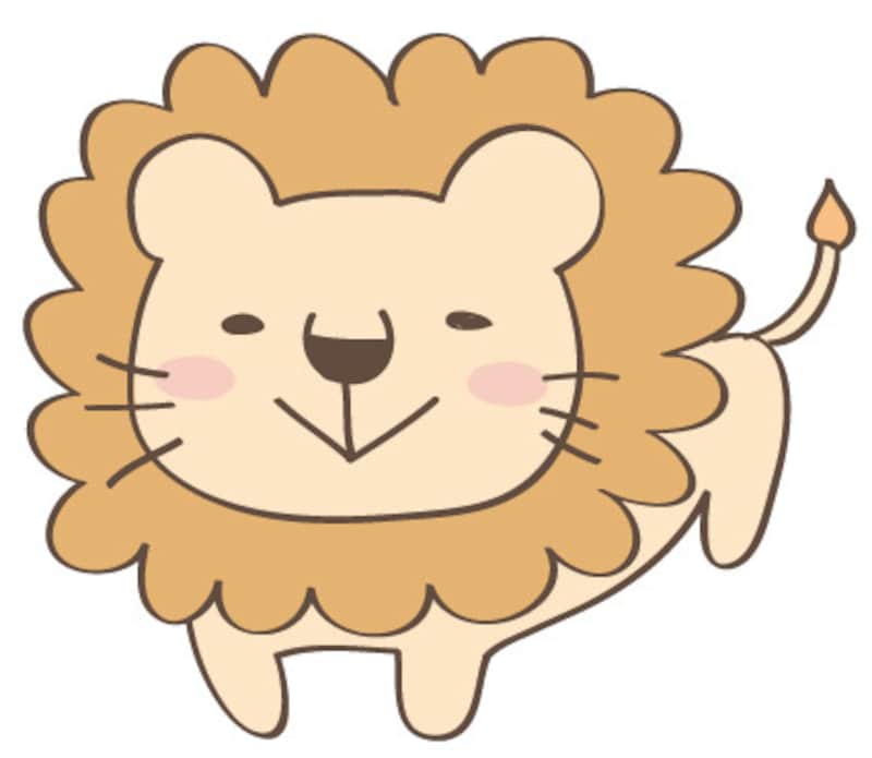 ライオン　動物　イラスト　カラー　かわいい