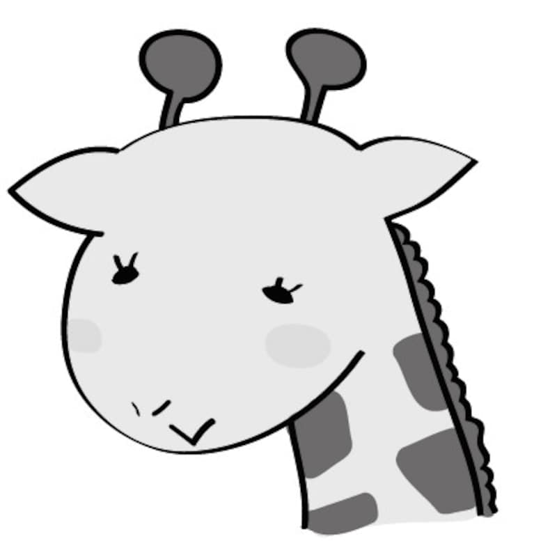 キリン　動物　イラスト　白黒　かわいい
