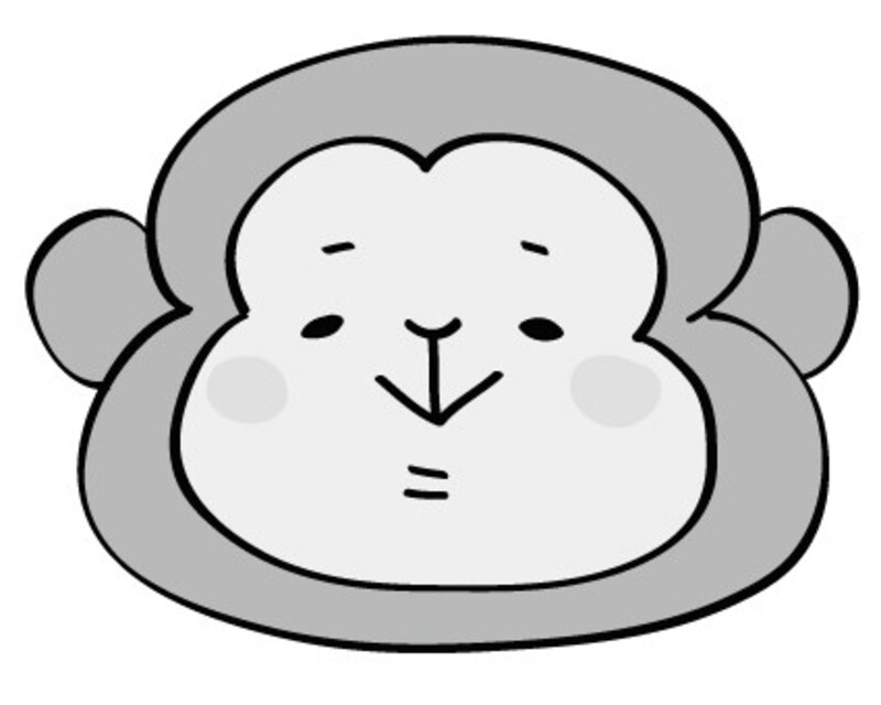 さる　動物　イラスト　白黒　かわいい