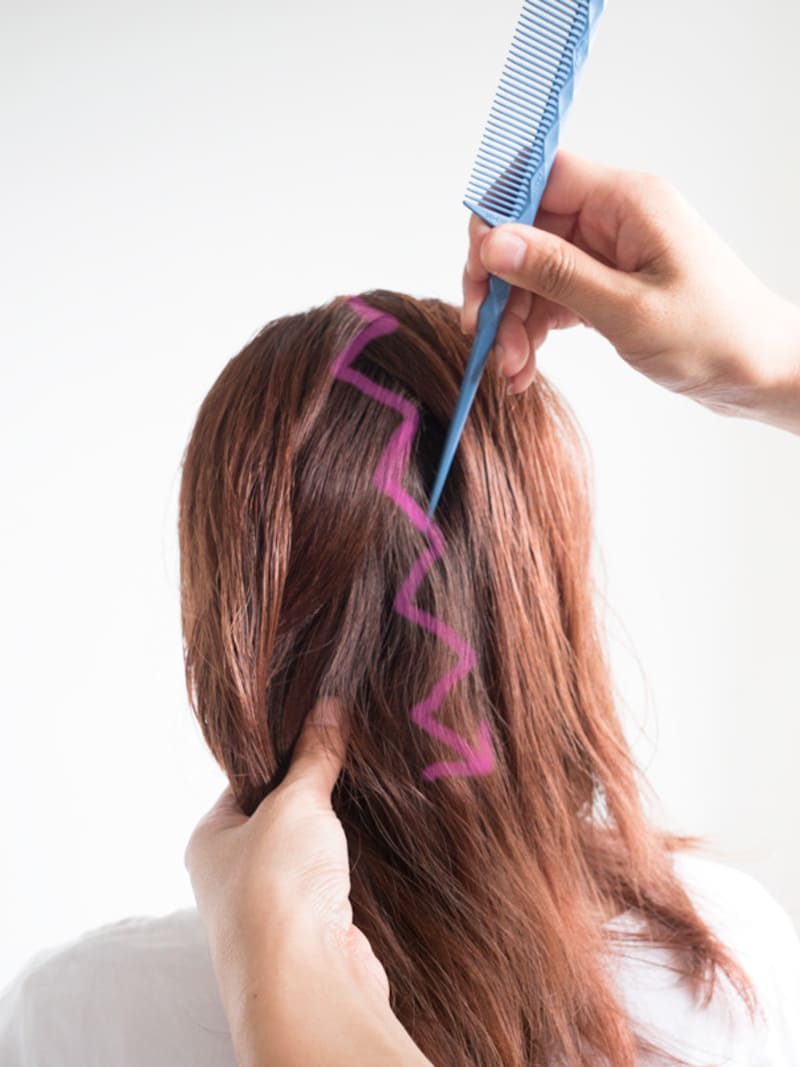 コームでジグザグに分ける