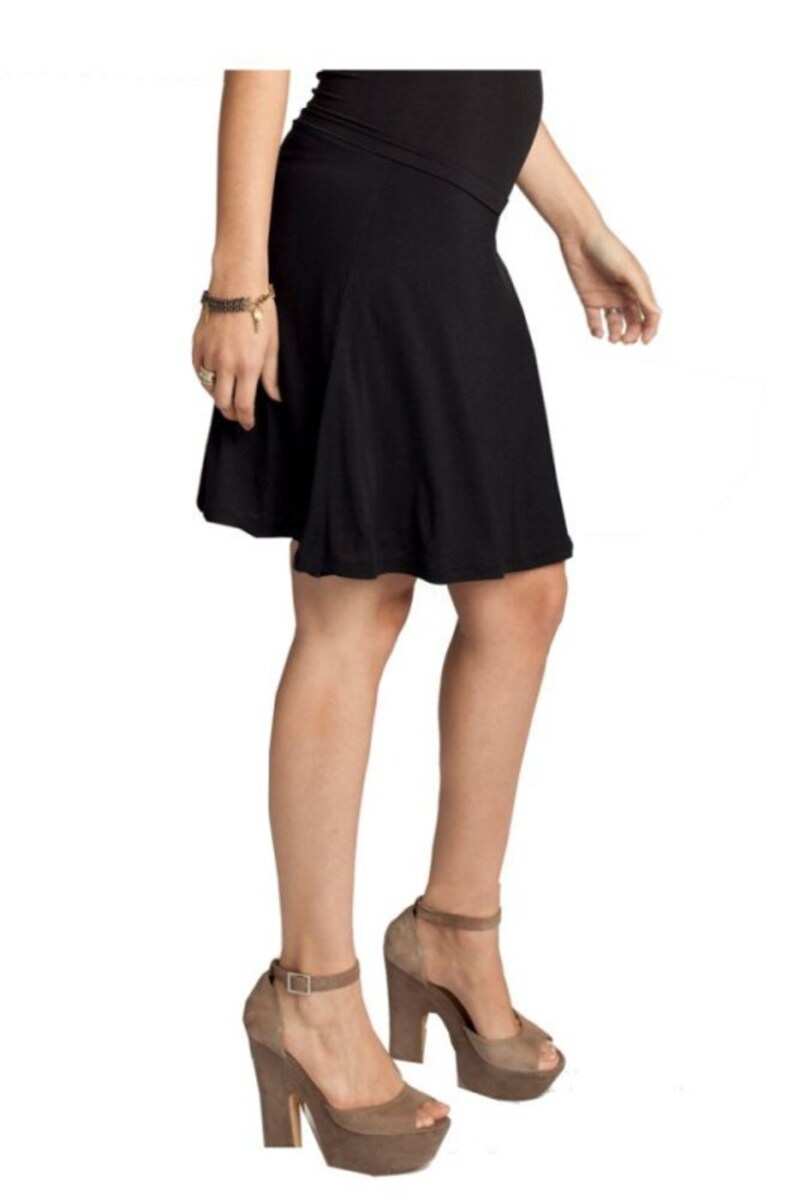 膝丈フレアースカートブラック